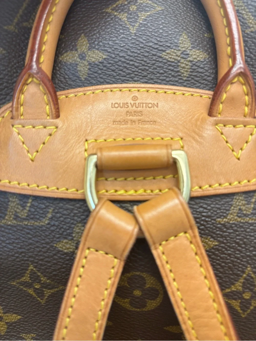 Louis Vuitton Brown Monogram Canvas Drawstring Backpack with Tan Trim